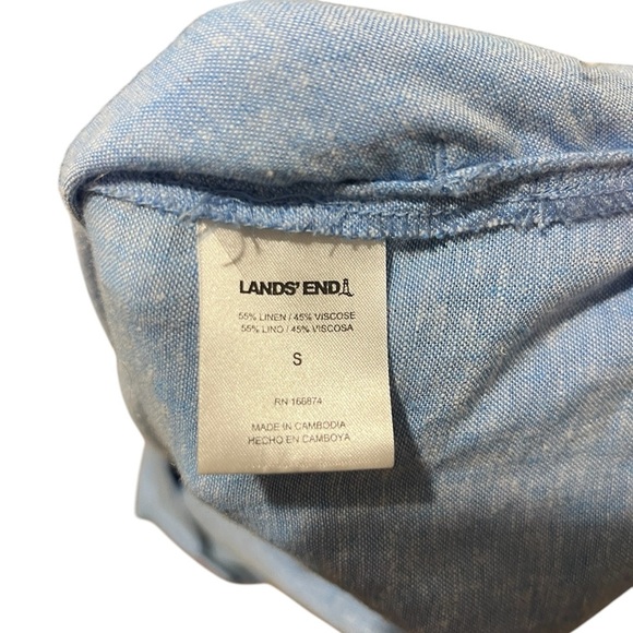 Lands End women’s 100% linen Notch Neck 3/4 Sleeve Tunic, Blue, Small pockets - Picture 8 of 8